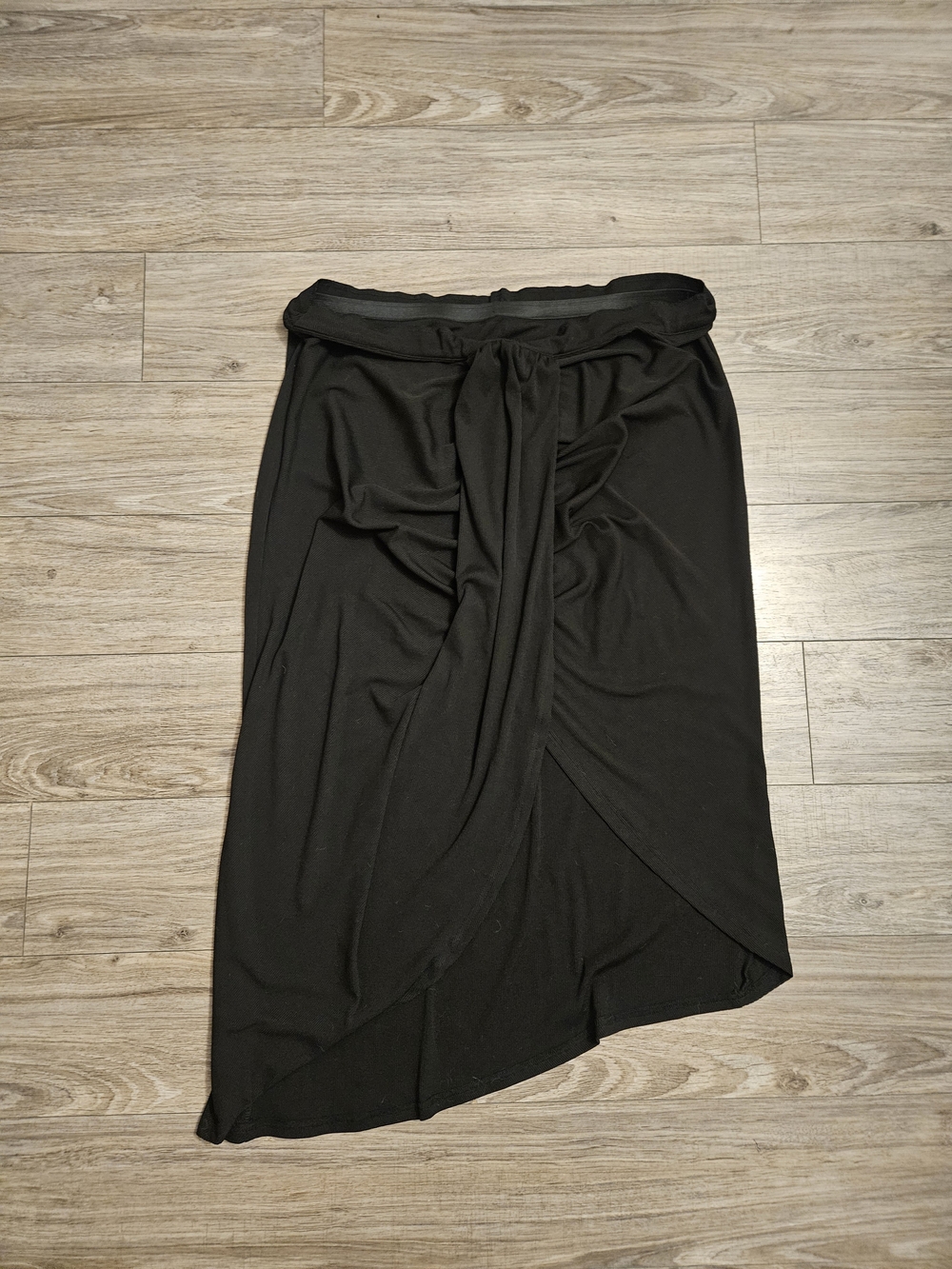 Cider Black Asymmetricalโ Wrap Skirt with Front Drape Size 4XL